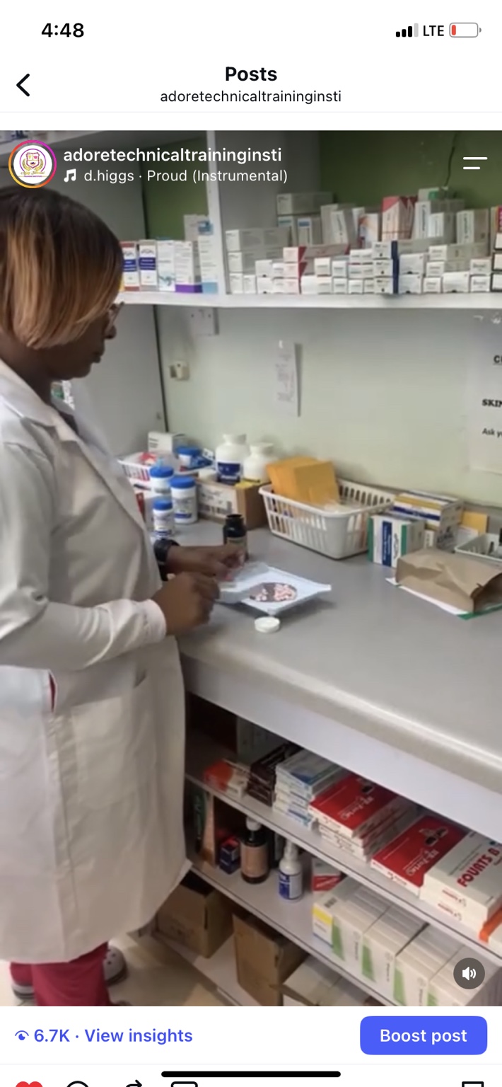 Adore Pharmacy Technician student gaining workplace exposure
